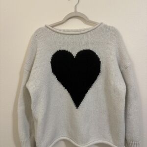 Miami Cream Sweater with Black Heart